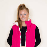 Love Tree Cropped Reversible Puffer Vest for Women in White/Fuchsia