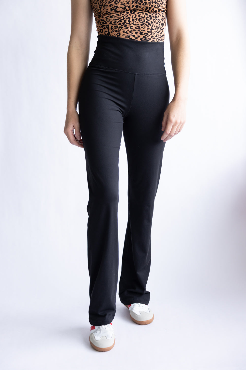 Love Tree Extra High Waisted Bootcut Leggings for Women in Black