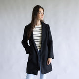 Love Tree One Button Long Coat for Women in Black