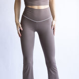 Love Tree Piping Detail Flare Leggings for Women in Mocha