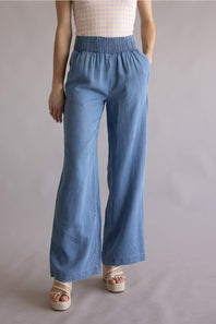 Love Tree tencel wide leg beach pants blue