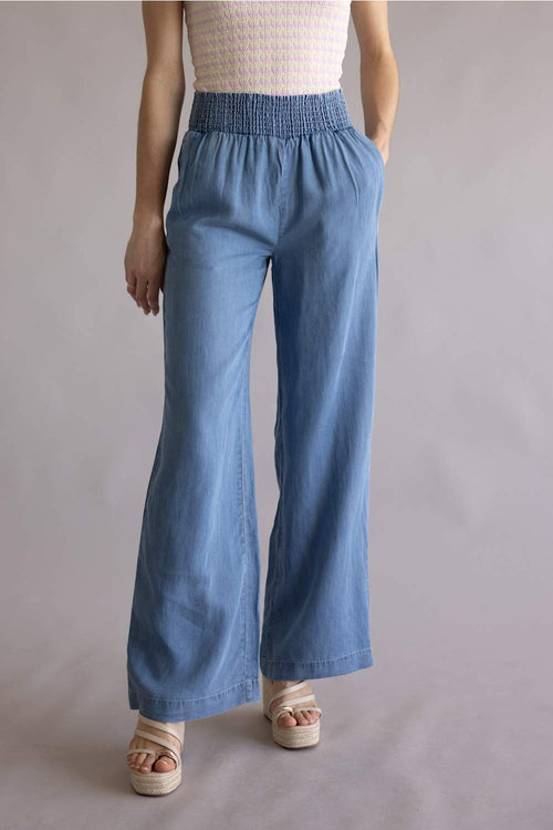 Love Tree tencel wide leg beach pants blue