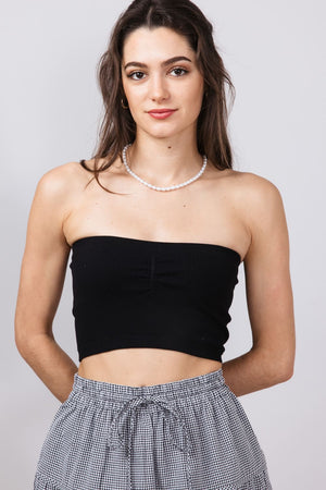 ★LECYTO★ 2Way String Shirring Tube TopBlack CSDAJIO Women's Sheer Mesh Twist Split Front Asymmetrical