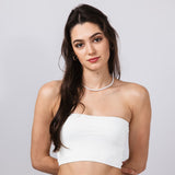 Love Tree Ruching Tube Top for Women in Off White