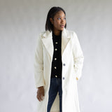 Love Tree Two Button Long Coat for Women in Ivory