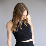 Love Tree Two Tone High Neck Tank Top for Women in Black