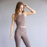 Love Tree Two Tone High Neck Tank Top for Women in Mocha