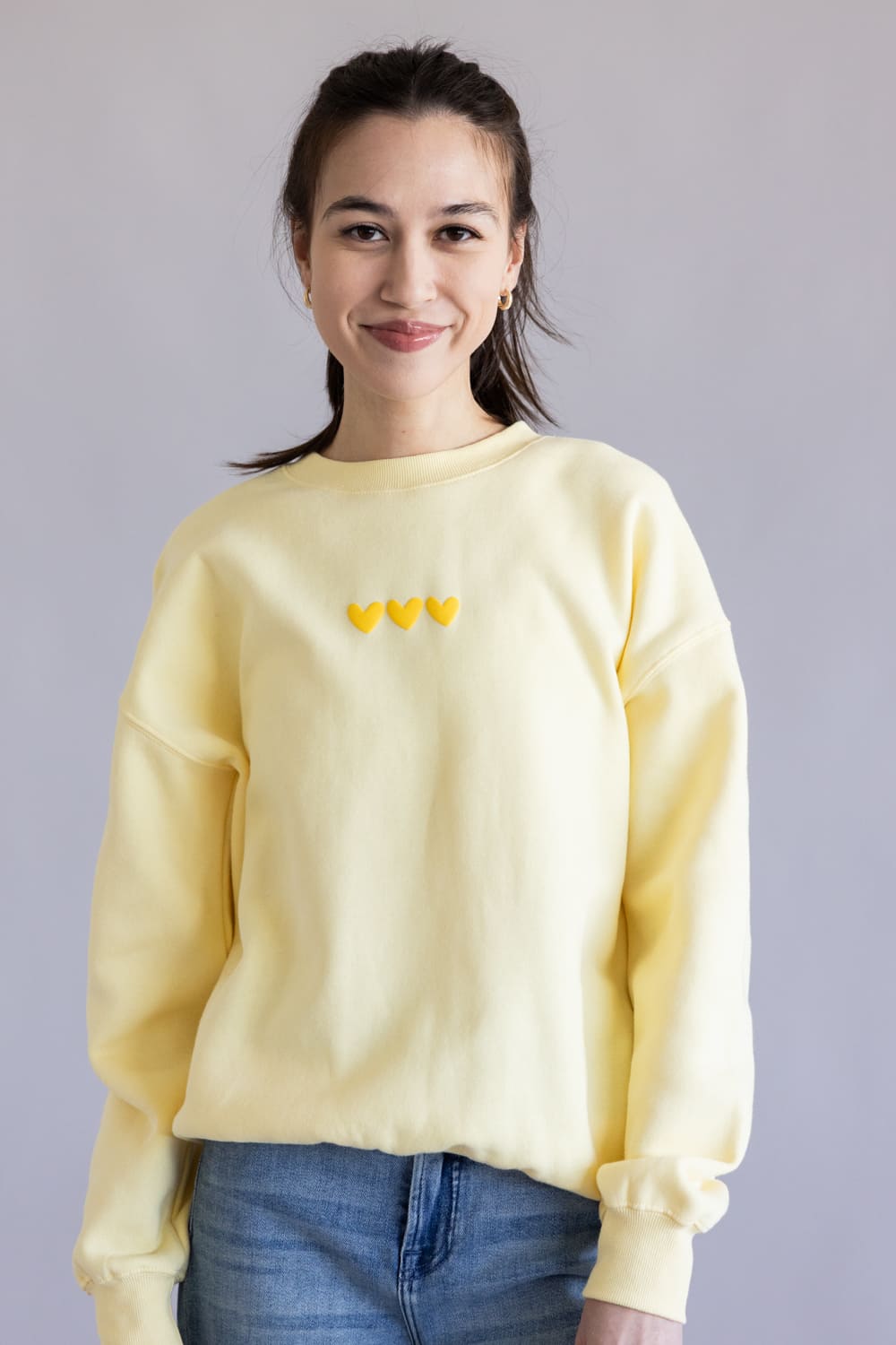 Love You Like A Summer Sunset Crewneck for Women in Light Yellow