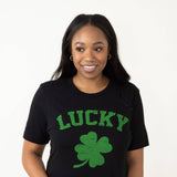 Lucky Clover Graphic T-Shirt for Women in Black