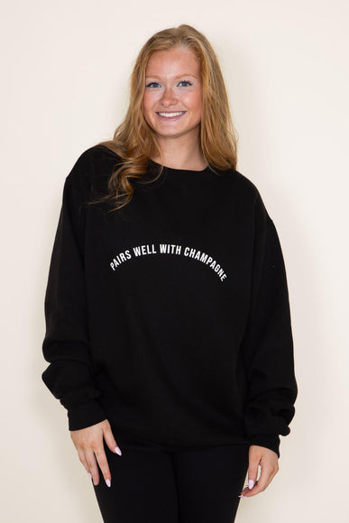 Pairs Well With Champagne Sweatshirt for Women in Black