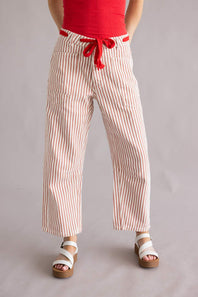 Aaron & Amber Stripe Barrel Jeans for Women in Rust | MAP3083-RUSTSTRIPE