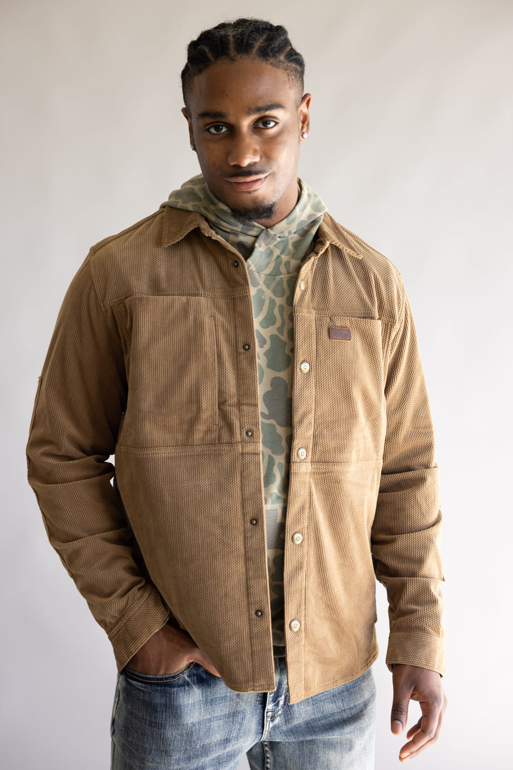 Marsh Wear Delano Cord Shacket for Men in Malt Ball