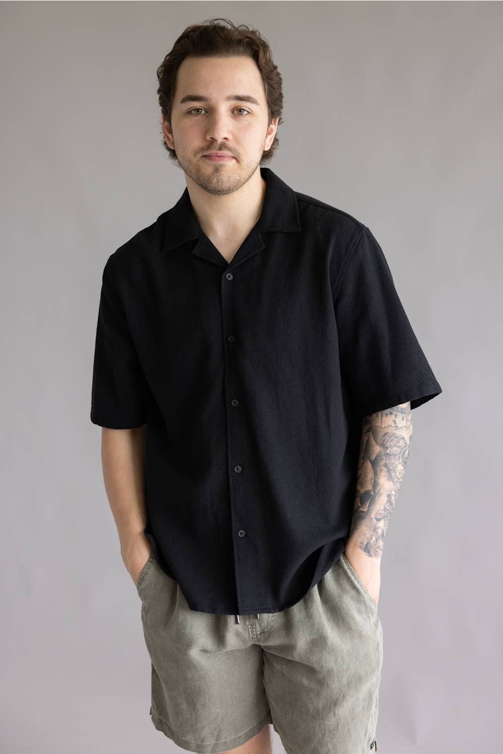 Industrie Marbella Button Up Shirt for Men in Black