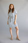 Striped Button Front Tie Waist Midi Dress for Women in Navy/Cream 