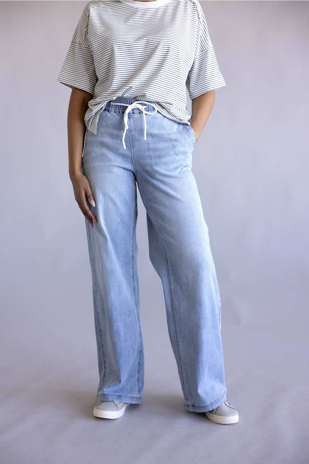  Mica High Rise Wide Leg Joggers for Women in Geyser Blue 