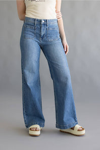 JBD Micro Patch Pocket Wide Leg Jeans for Women