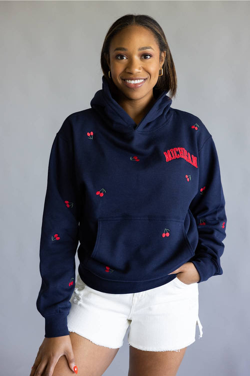 1897 Active Michigan Cherries Hoodie for Women in Navy