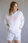 Striped Michigan Embroidered Hoodie for Women in Grey