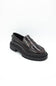 MIA Henrik Platform Loafers in wine red leather, featuring a chunky lug sole, round moc toe, and classic penny loafer strap detail, displayed against a plain white background.