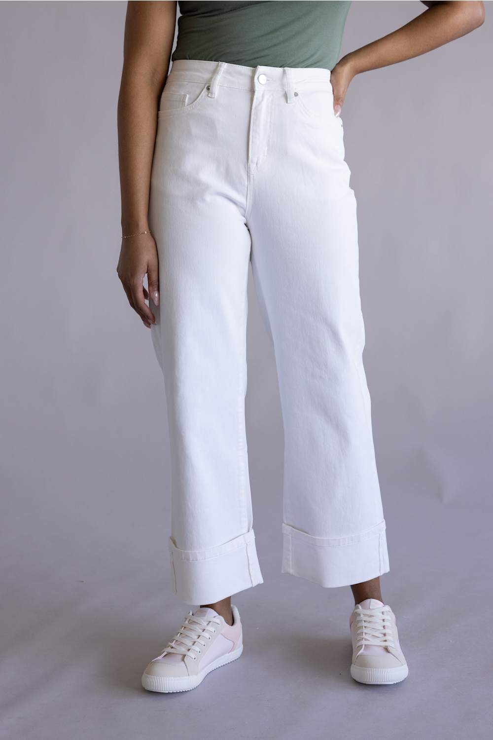 Mica High Rise Crop Wide Jeans for Women in White