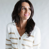 Miracle Stripe Cardigan Sweater for Women in Ivory