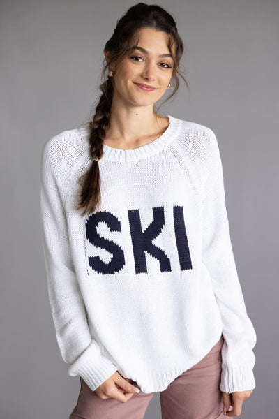 SWEET YEARS SV LOGO KNIT SWEATER ホワイトS Miracle Ski Sweater for Women in White | W8414-WHITENAVY – Glik's