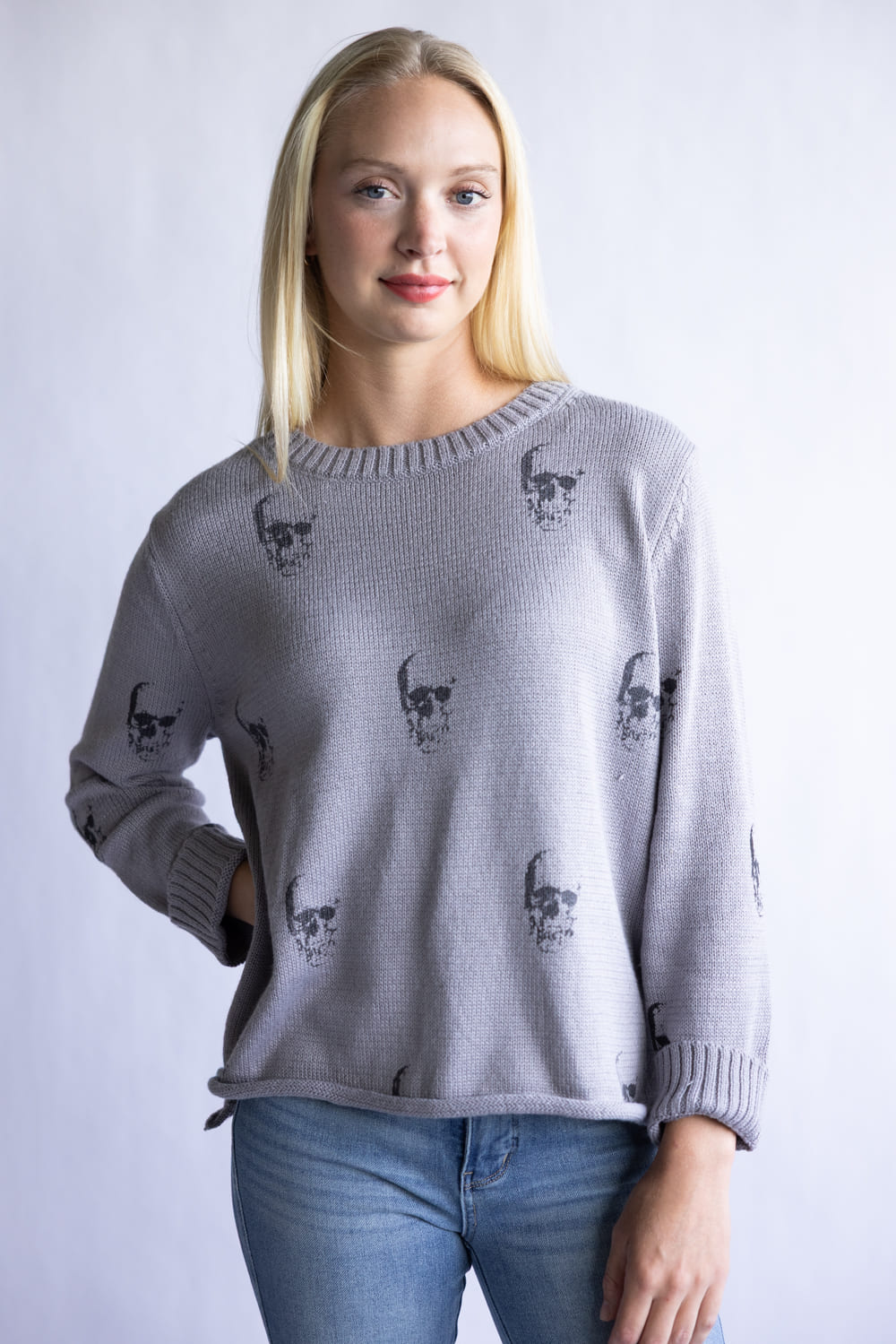 Miracle Skull Sweater for Women in Grey
