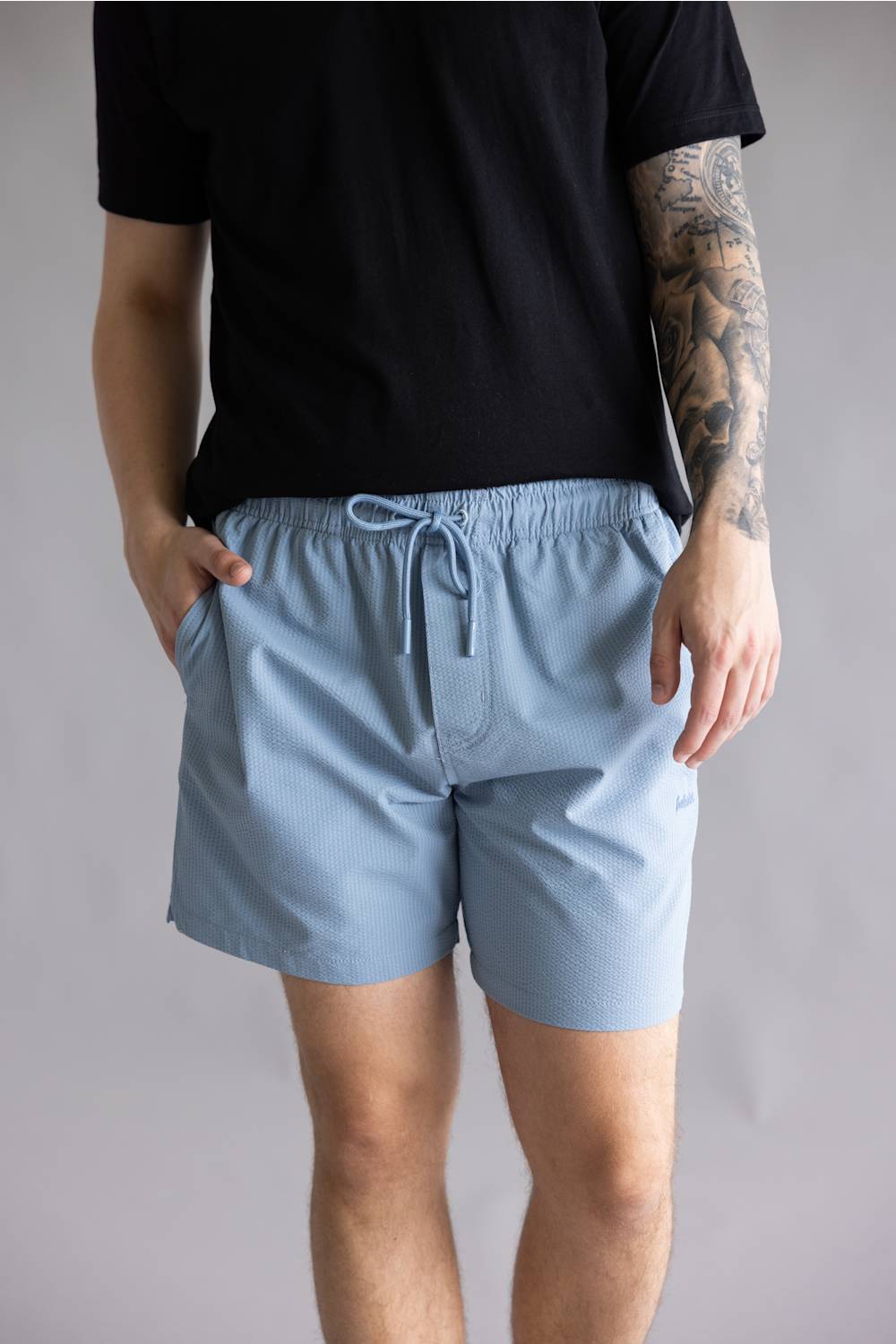 Industrie New Seersucker Swim Shorts for Men in Tropez Blue