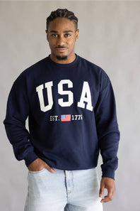 1897 Men USA Crewneck for Men in Navy