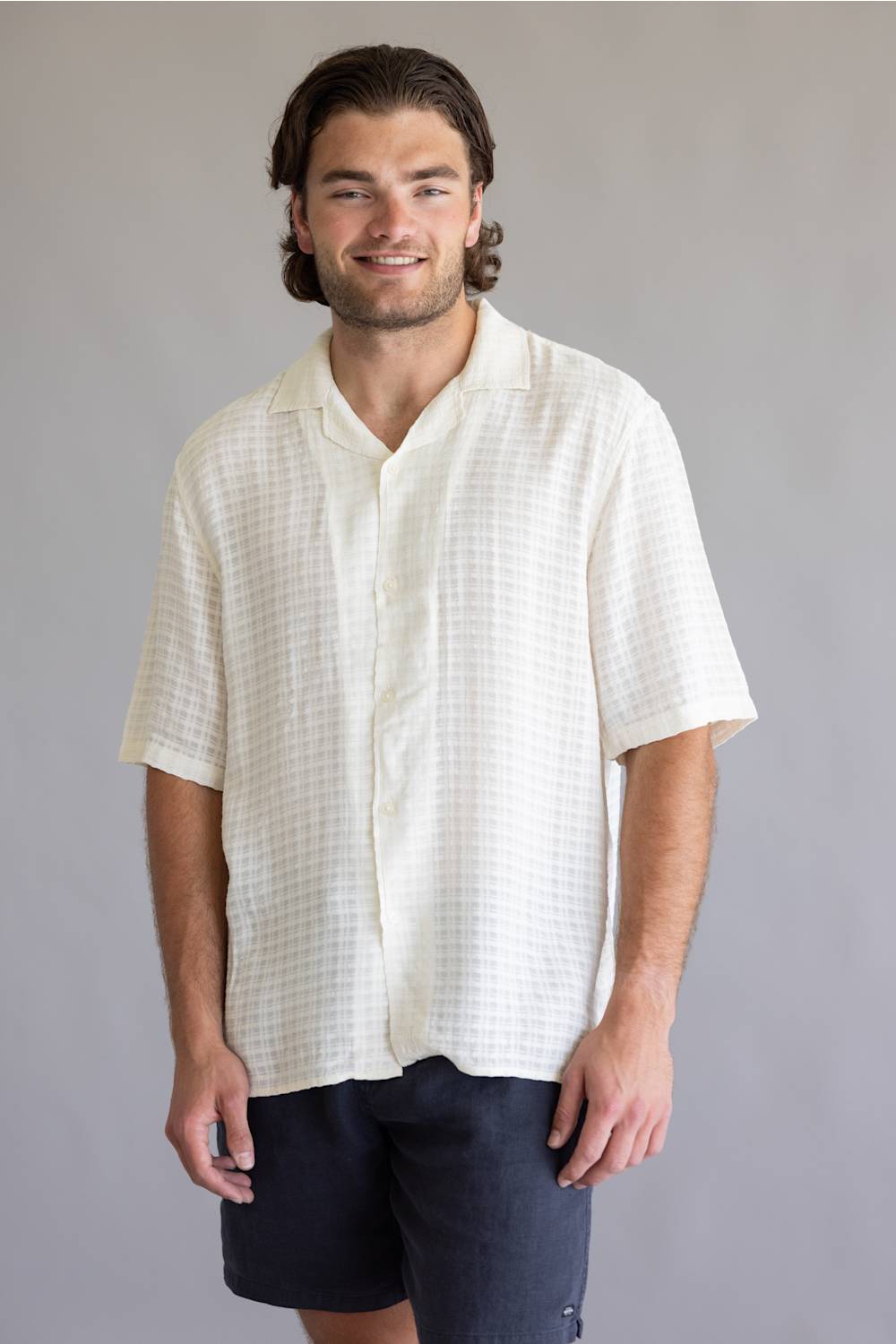Siracusa Button Up Shirt for Men in Egg Shell