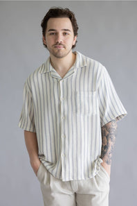 Industrie Cresta Woven Button Up Shirt for Men in Blue/Off White