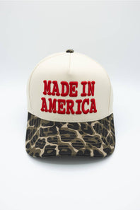 Made In America Trucker Hat for Women in Leopard/Tan