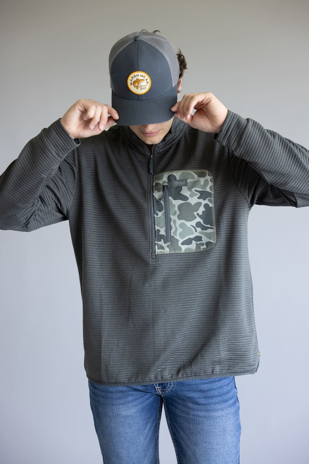 Marsh Wear Hightide Trucker Hat for Men in Slate Blue