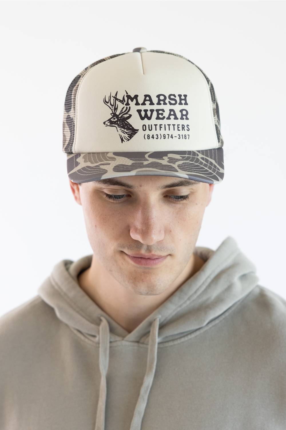Marsh Wear Outfitter Snapback Hat for Men in Khaki Mallard Camo