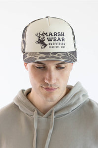 Marsh Wear Outfitter Snapback Hat for Men in Khaki Mallard Camo