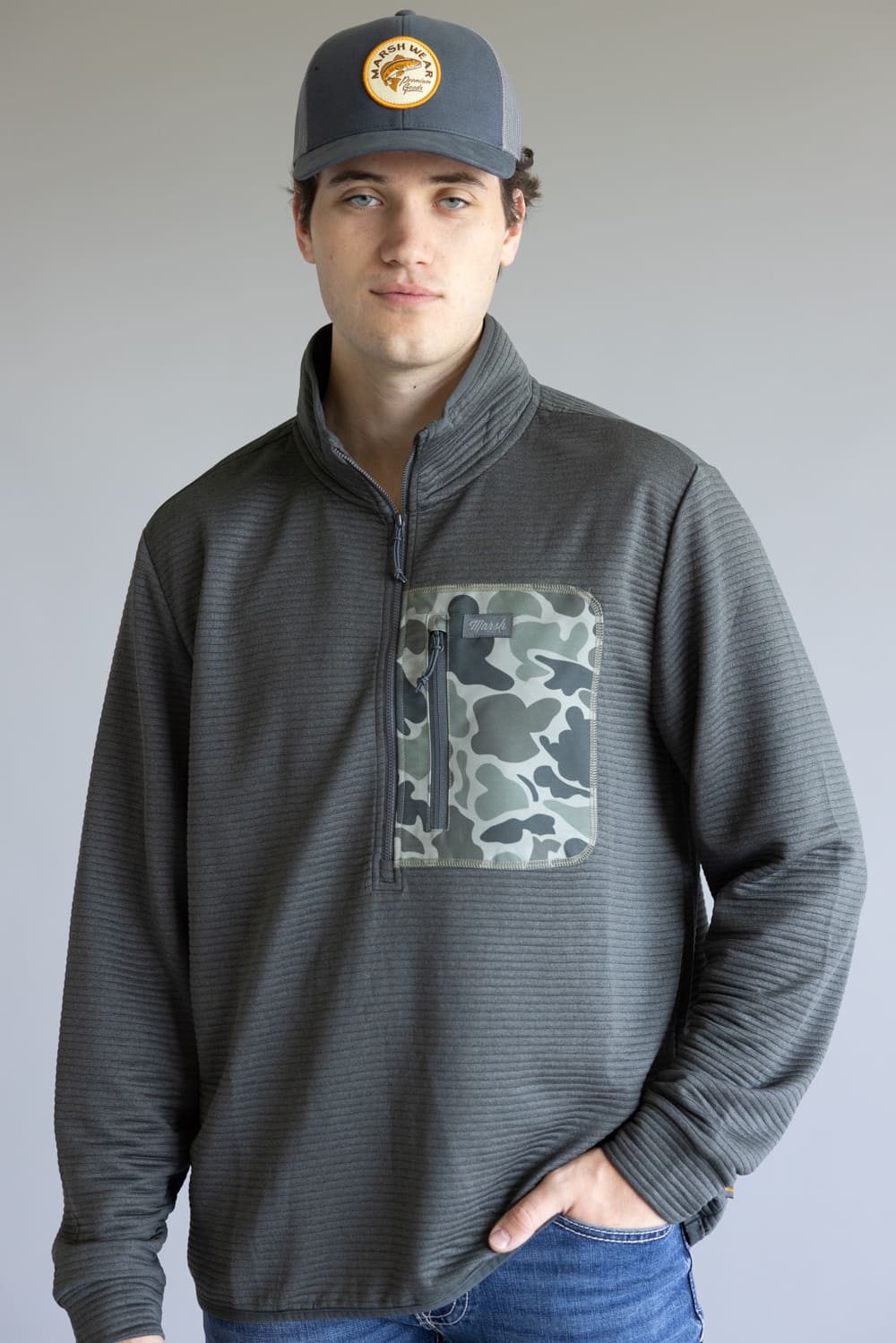 Marsh Wear Sullivan ¼ Zip Pullover for Men in Ash Grey