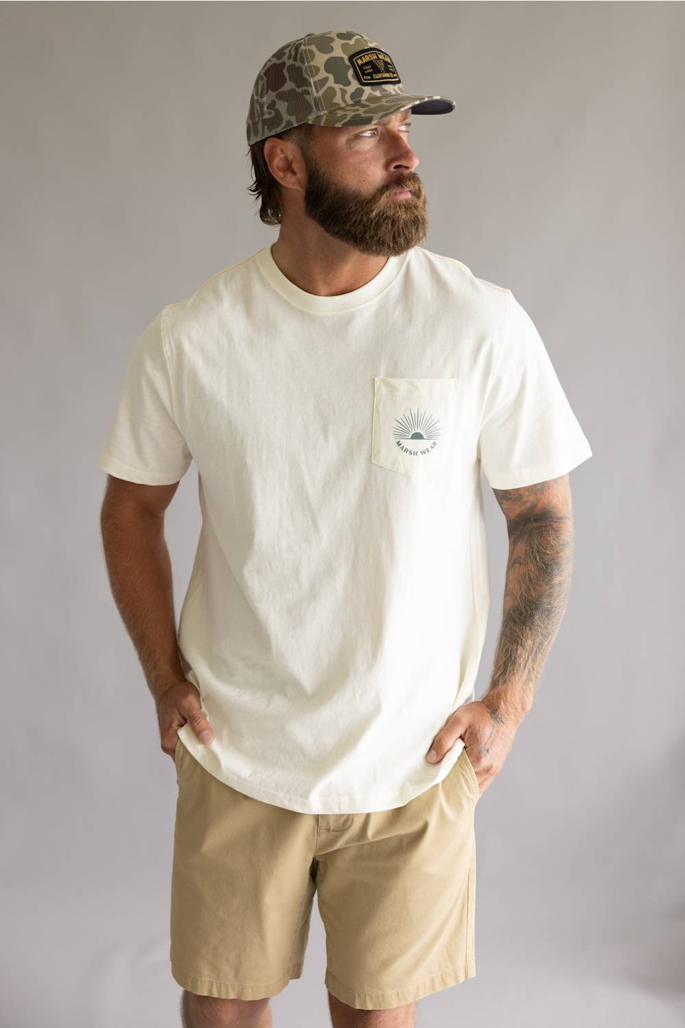 Marsh Wear Tidelock T-Shirt for Men in Antique White