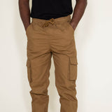 Twill Cargo Joggers for Men in Brown
