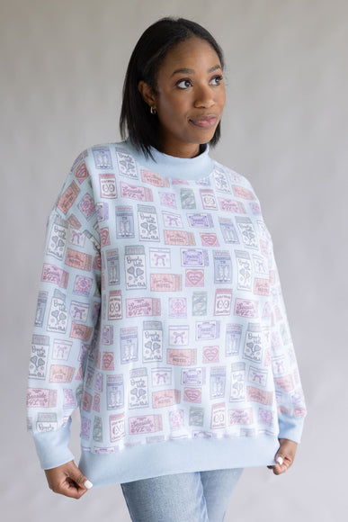 Matchbook High Neck Sweatshirt for Women in Blue