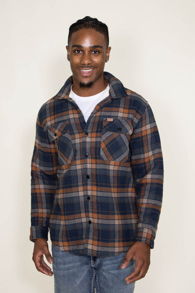 Matix Sherpa Lined Flannel Shacket for Men in Navy/Orange