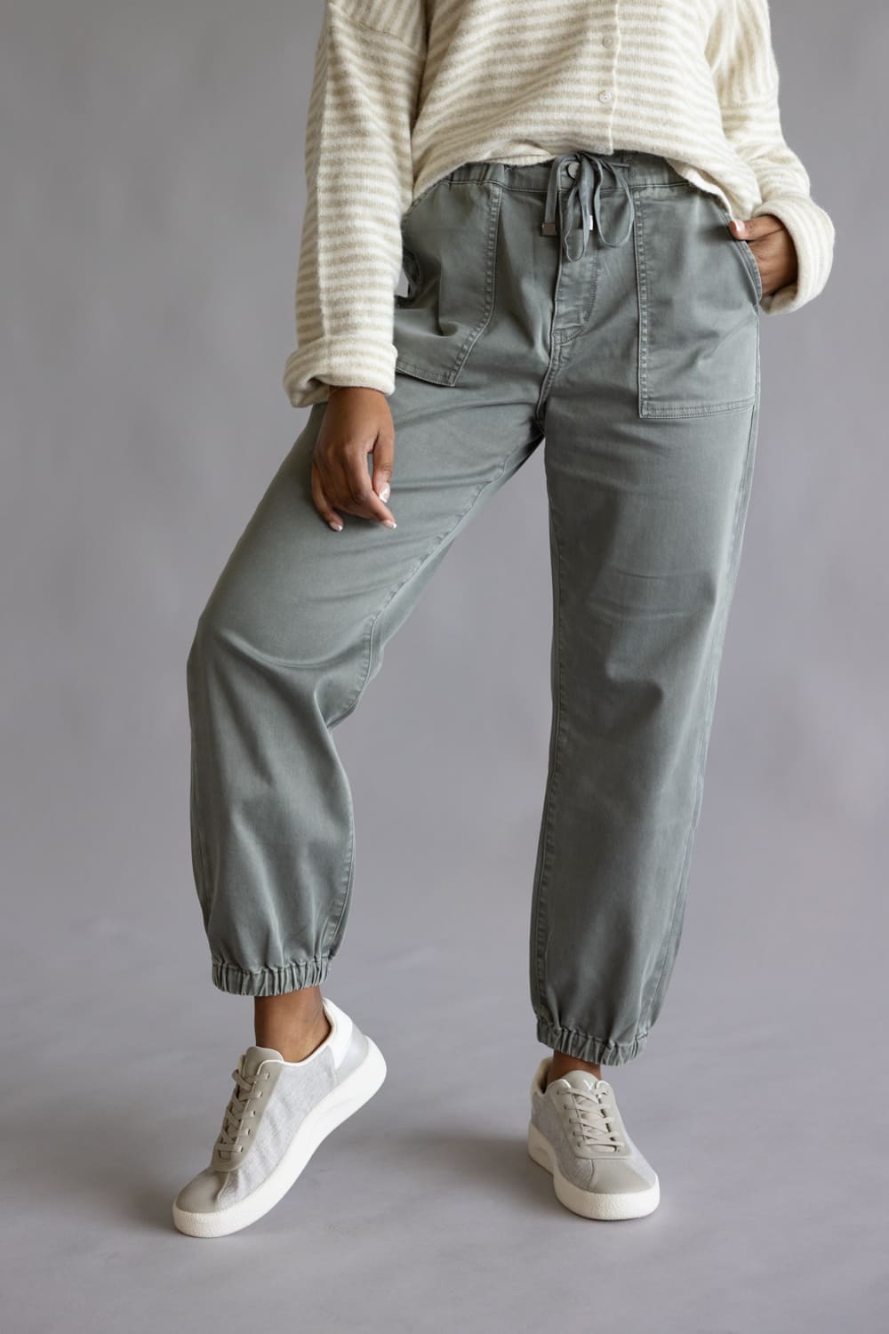 Mica Cropped Jogger Pants for Women in Ash Grey