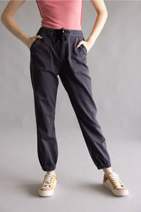 Mica Cropped Jogger Pants for Women in Black