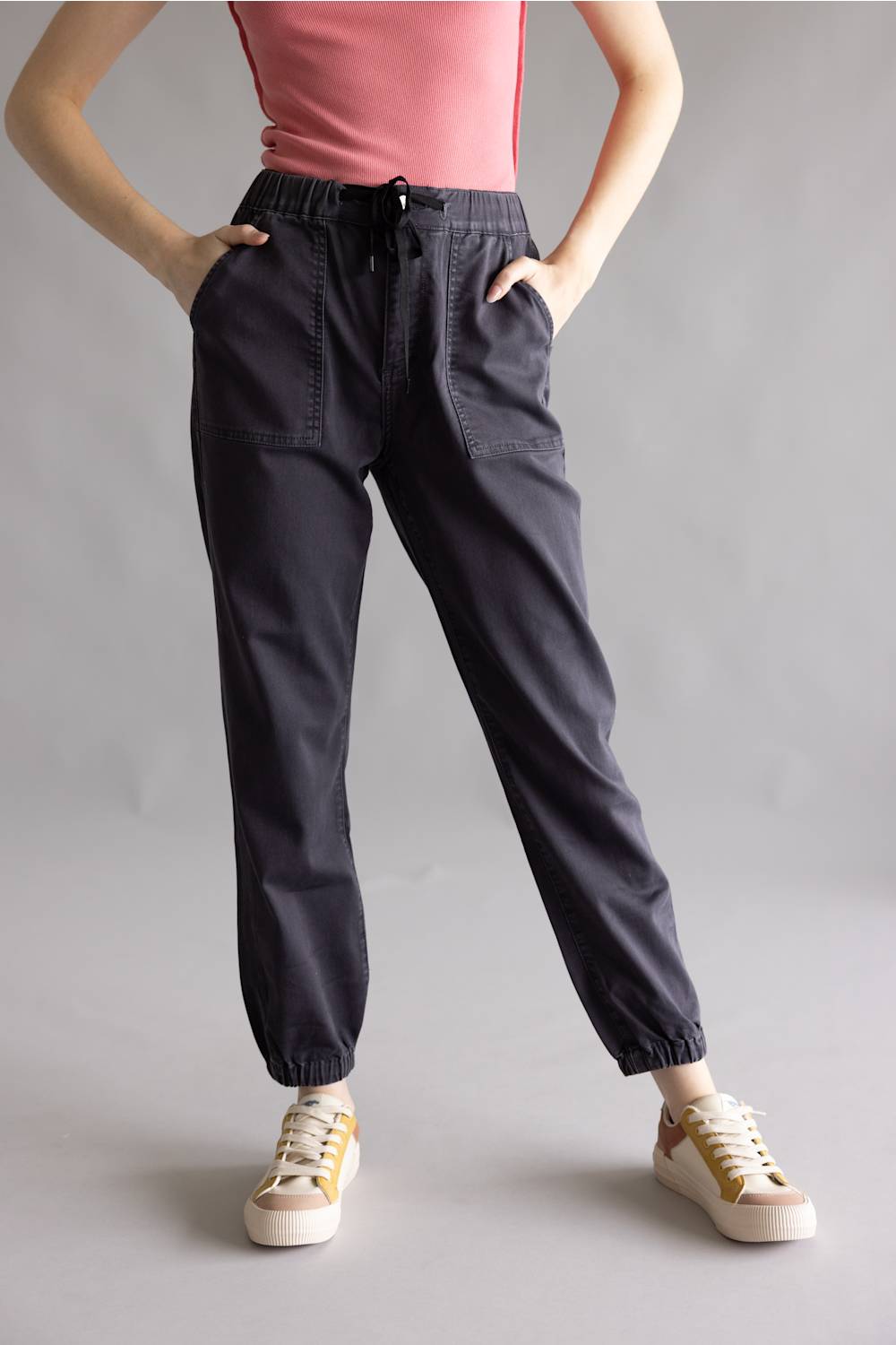 Mica Cropped Jogger Pants for Women in Black