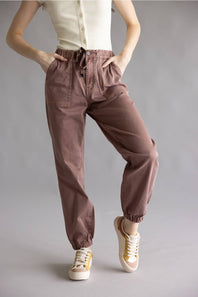 Mica Cropped Jogger Pants for Women in Brown
