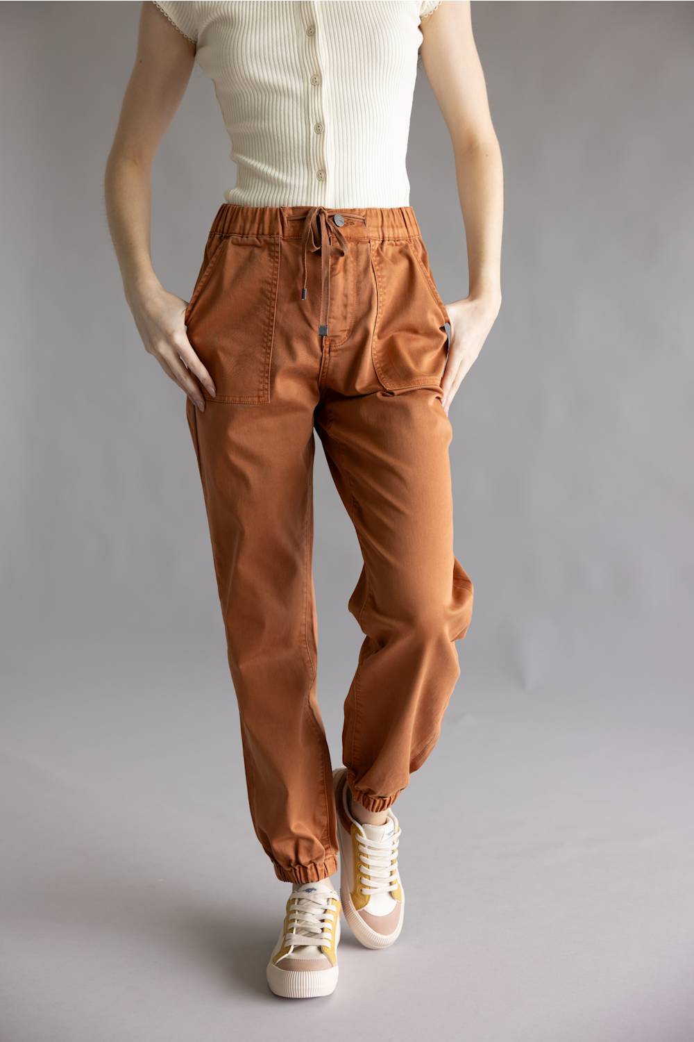Mica Cropped Jogger Pants for Women in Clay