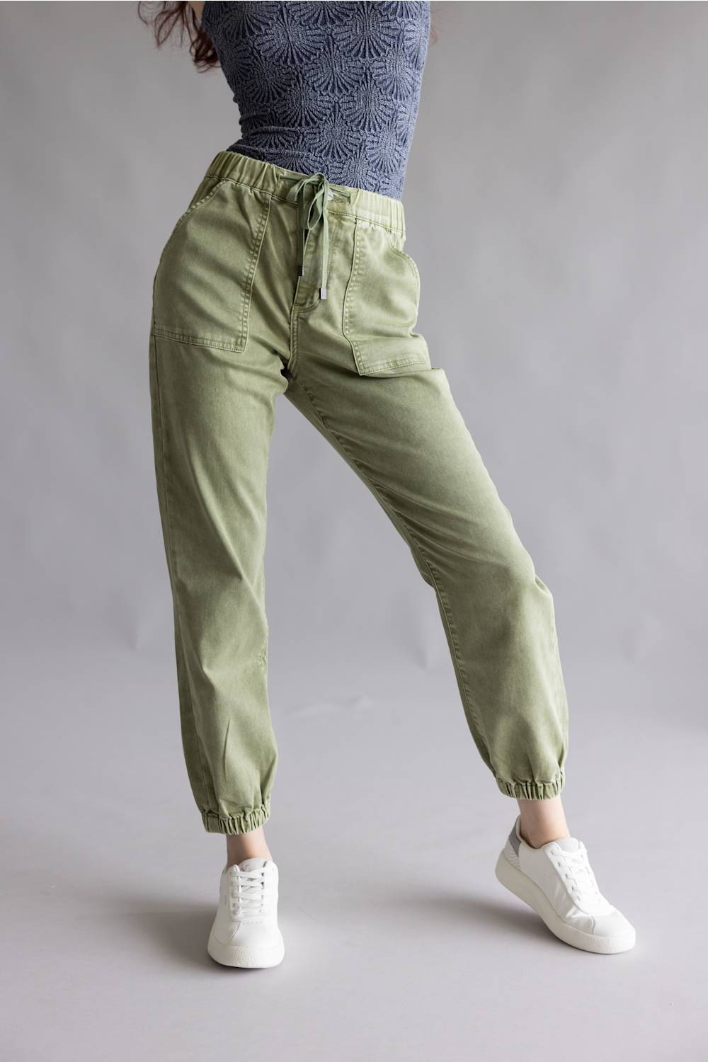 Mica Cropped Jogger Pants for Women in Olive