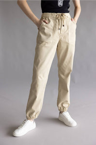 Mica Cropped Jogger Pants for Women in Tan