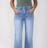 Mica High-Rise Light Wash Clean Cropped Wide Leg Jeans for Women