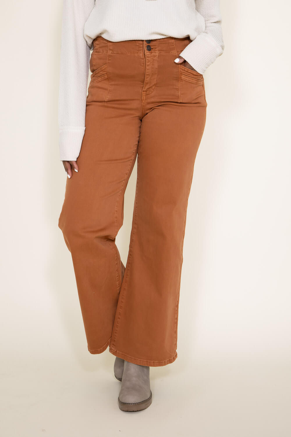 Mica High Rise Wide Leg Jeans for Women in Rustic Orange | MDP-W506CM ...