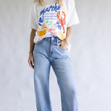 Mica Med Rise Raw Hem Cuffed Barrel Jeans for Women